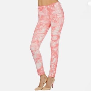 J Brand Twisted Coral Tie-Dye Skinny Jeans
